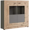 BEST MOBILIER - Wexford - buffet haut - gris et effet bois - 120 cm