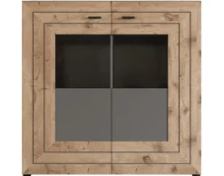 BEST MOBILIER - Wexford - buffet haut - gris et effet bois - 120 cm