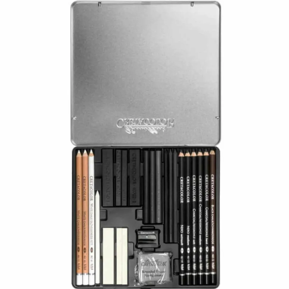 BREVILLIER'S CRETACOLOR - Coffret dessin noir & blanc 25 pièces
