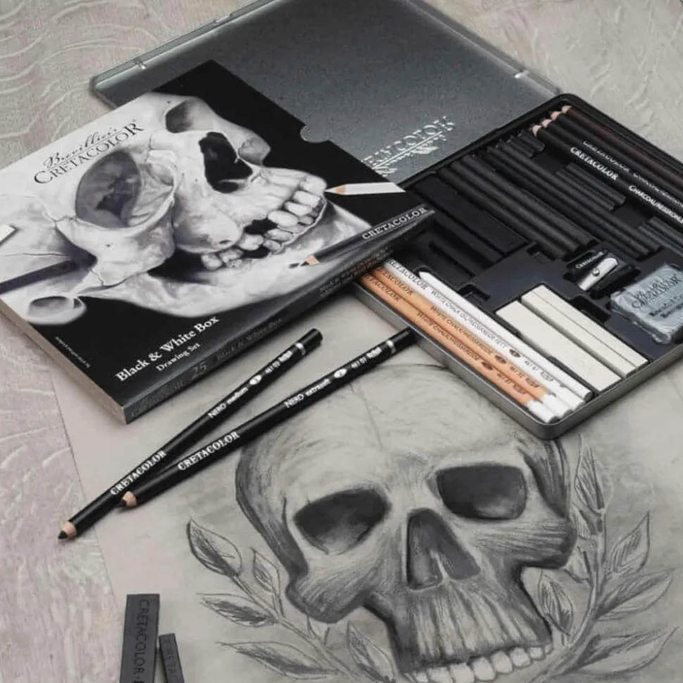 BREVILLIER'S CRETACOLOR - Coffret dessin noir & blanc 25 pièces