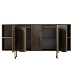 Buffet design bois et or 160 cm - 4 portes luxor