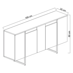 Buffet design bois et or 160 cm - 4 portes luxor