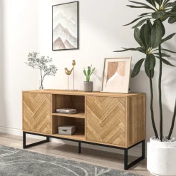 Buffet effet chevron 2 portes et 2 niches chevron