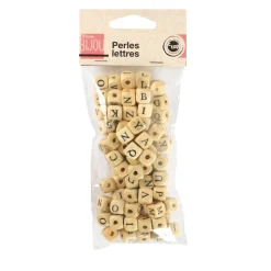 C' TOP - Perles de Bois en lettres carrées - 1cm - 102 pièces