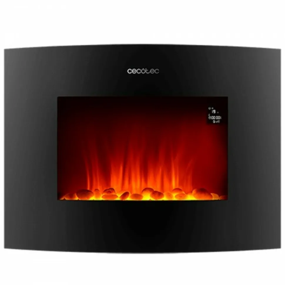 CECOTEC - Cheminée murale électrique décorative ready warm 2250 curved flames connected noir 1000 - 2000 w 2000 w