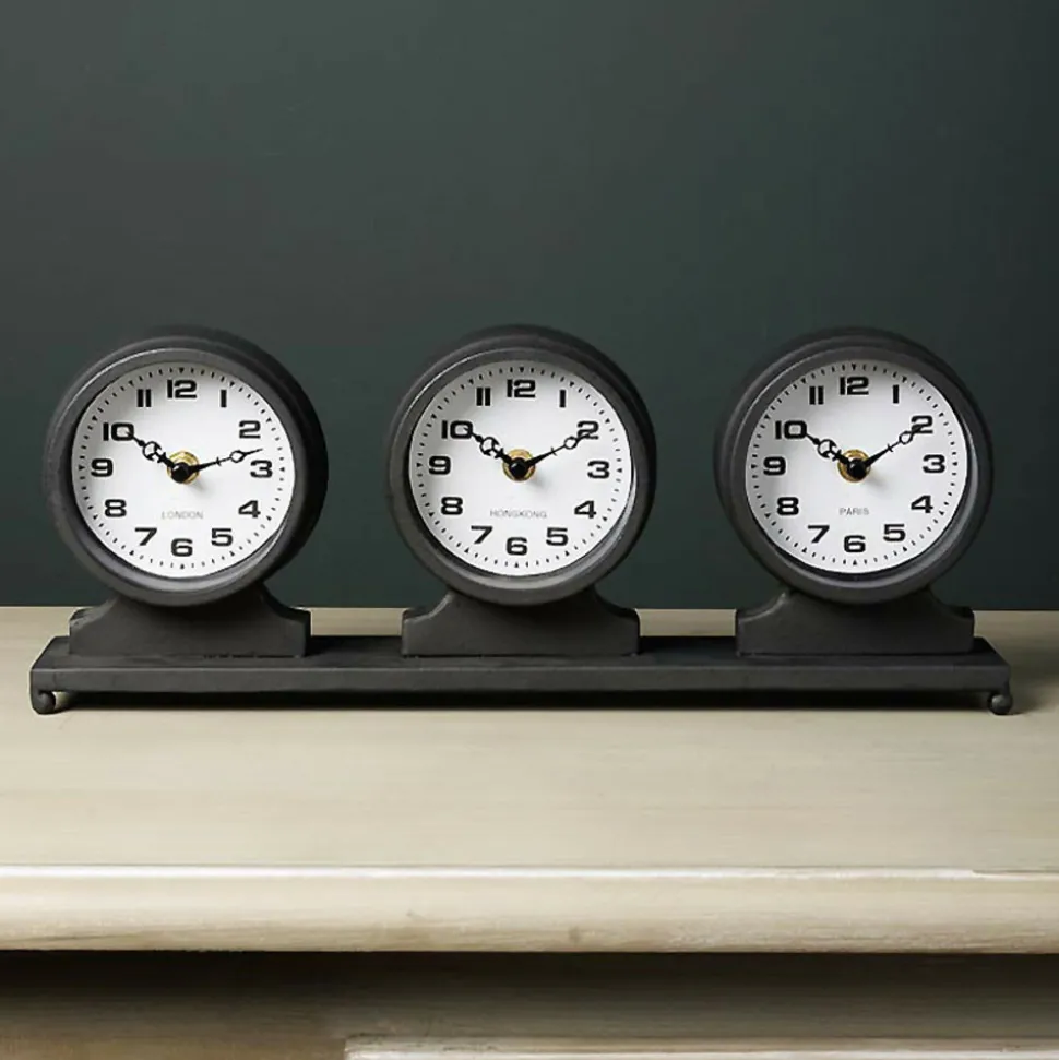 CHEHOMA - Horloges jetlag fer gris 16x40x6cm