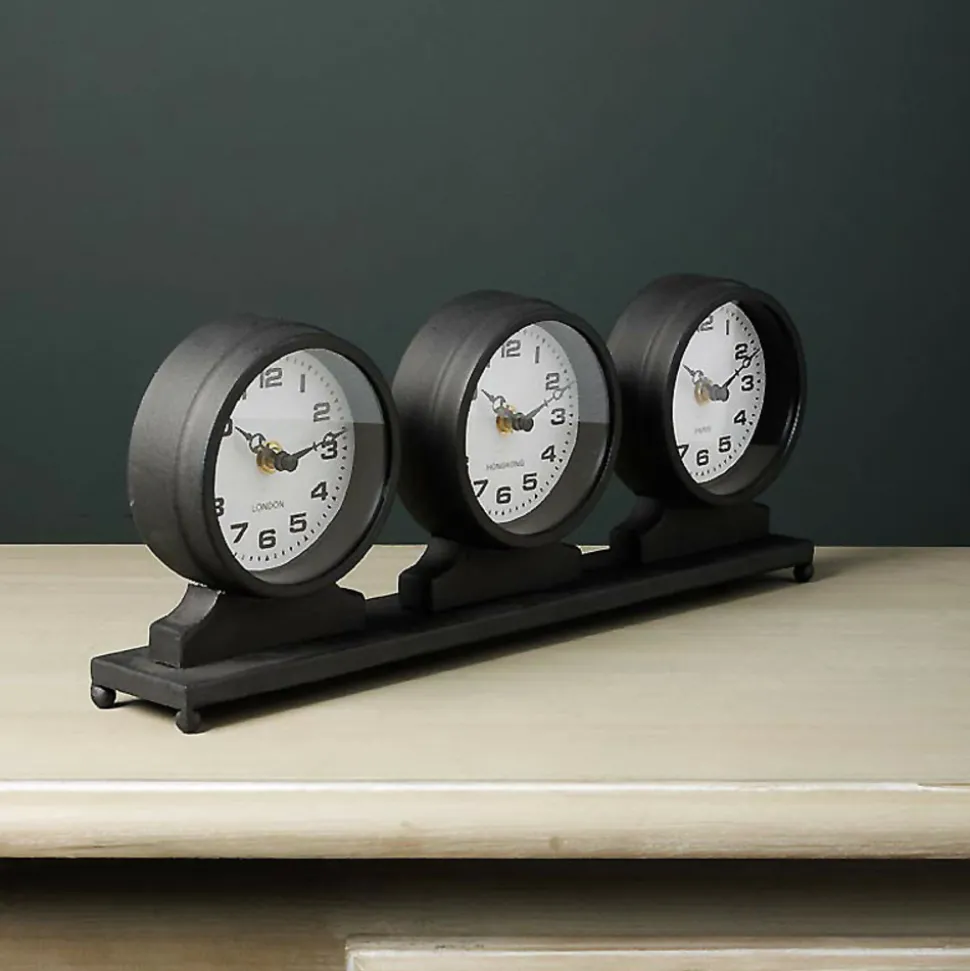 CHEHOMA - Horloges jetlag fer gris 16x40x6cm