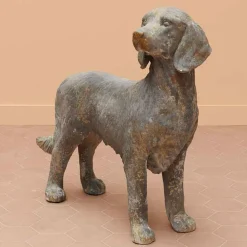 CHEHOMA - Statuette grand chien gris fibre verre 79x79x29cm