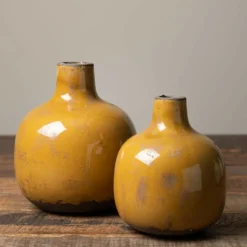 CHEHOMA - Vase céramique moutarde 16x14cm