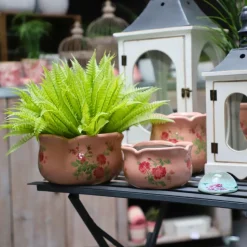 CHEMIN DE CAMPAGNE - Cache-pot en céramique rose ø.15.5 x 14.5 cm