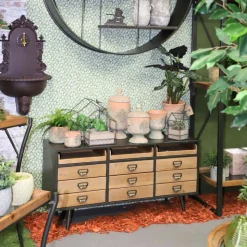 CHEMIN DE CAMPAGNE - Cache-pot rond en ciment vieilli effet poterie - ø.12,5 x ht.10 cmø.12,5 x ht.10 cm