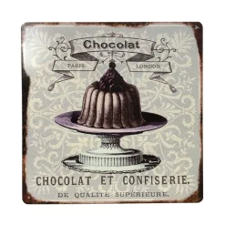 CHEMIN DE CAMPAGNE - Plaque murale décorative en métal vintage marron chocolat 30x30cm