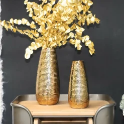 CHEMIN DE CAMPAGNE - Vase en céramique doré 14 x 33.5 ø ouv 5,5