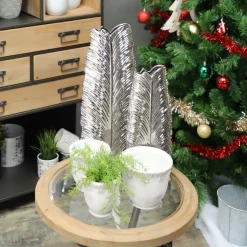 CHEMIN DE CAMPAGNE - Vase en céramique argenté 15.5 x 8 x 39.5 cm