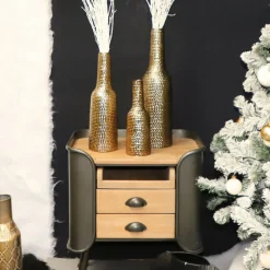 CHEMIN DE CAMPAGNE - Vase en céramique doré 14 x 51 ø ouv 4 cm