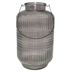 CHEMIN DE CAMPAGNE - Vase "cubes" avec anse métallique - gris foncé ø.23 x ht.38 cm