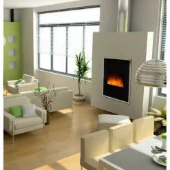 CHEMIN'ARTE® - Cheminée murale empire state en acier et verre trempé