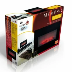 CLASSIC FIRE - Cheminée murale électrique décorative memphis noir 1800 w 66 x 13 x 46 cm