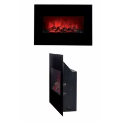 CLASSIC FIRE - Cheminée murale électrique décorative memphis noir 1800 w 66 x 13 x 46 cm
