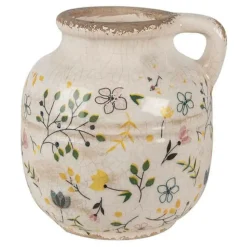 CLAYRE & EEF - Pichet décoratif fleuri jaune 12x14cm