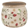 CLAYRE & EEF - Pot de fleurs strawberry beige rouge céramique 16x16x13cm