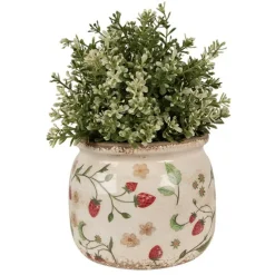 CLAYRE & EEF - Pot de fleurs strawberry beige rouge céramique 16x16x13cm