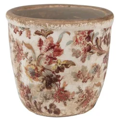 CLAYRE & EEF - Pot de fleurs rose céramique beige 11x11x11cm