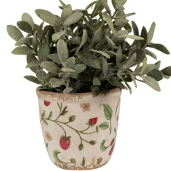 CLAYRE & EEF - Pot de fleurs fraise beige rouge céramique 11x11x10cm