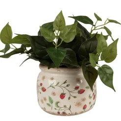 CLAYRE & EEF - Pot de fleurs strawberries beige rouge céramique 20x20x15cm