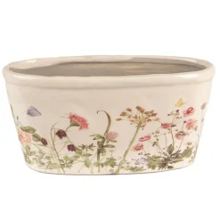 CLAYRE & EEF - Pot de fleurs ovale beige rose céramique 27x13x14cm