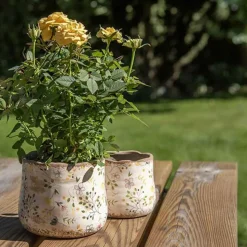 CLAYRE & EEF - Pot fleuri beige jaune 14x12cm