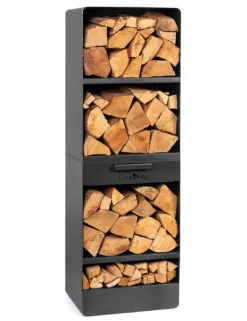 COOK KING - Grand porte bûches vento en acier noir h.120cm