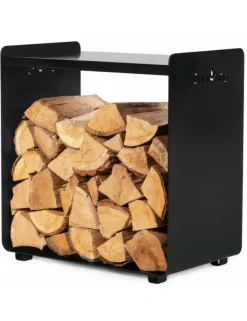 COOK KING - Porte bûches carré fuego en acier noir
