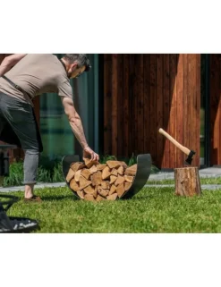 COOK KING - Porte bûches demi-lune turyn en acier noir