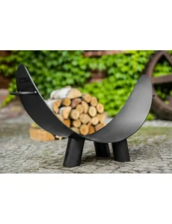 COOK KING - Porte bûches demi-lune mila en acier noir 70x44 cm