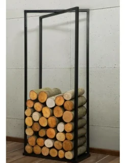 COOK KING - Porte bûches rectangulaire luis en acier noir 120x40x20 cm