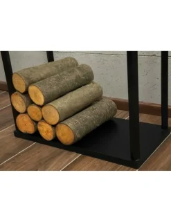 COOK KING - Porte bûches rectangulaire luis en acier noir 120x40x20 cm