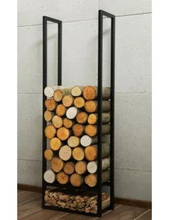 COOK KING - Porte bûches rectangulaire atos en acier noir 120x40x20cm