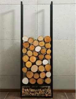 COOK KING - Porte bûches rectangulaire atos en acier noir 120x40x20cm