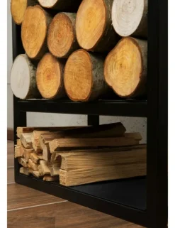 COOK KING - Porte bûches rectangulaire atos en acier noir 120x40x20cm