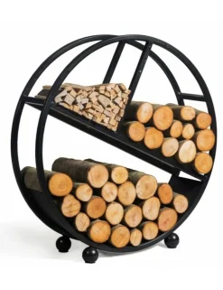 COOK KING - Range-bûches rond diego en acier noir 80 cm