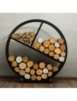 COOK KING - Range-bûches rond diego en acier noir 80 cm