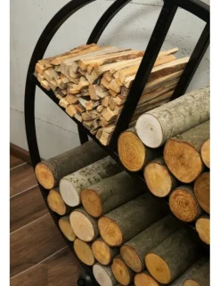 COOK KING - Range-bûches rond diego en acier noir 80 cm