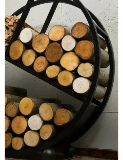 COOK KING - Range-bûches rond diego en acier noir 80 cm