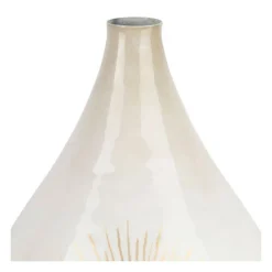 COTE TABLE - Vase fer soleil blanc nacre 25x43cm