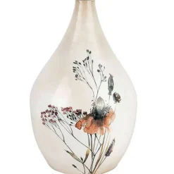 COTE TABLE - Vase floral blanc nacré fer 25x42cm