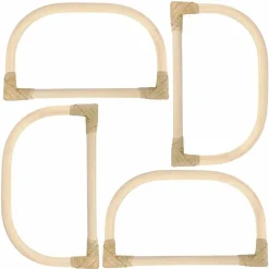 CREOTIME - 4 anses de sac arrondis en bambou 15,5 x 9 cm