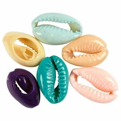 CREOTIME - 6 perles coquillage 20 mm - multicolore