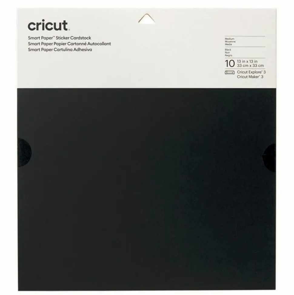 CRICUT - 10 papiers cartonnés autocollants noir 33 x 33 cm - cricut