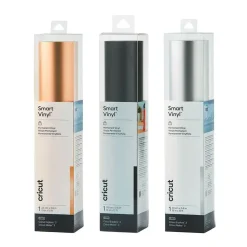 CRICUT - 3 vinyles permanents mats 366 x 33 cm - noir, argenté, champagne